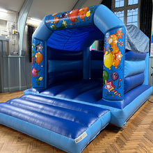 Load image into Gallery viewer, Party Fun Bouncy Castle Blue &amp; Blue
