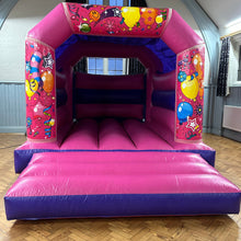 Load image into Gallery viewer, Party Fun Themed Bouncy Castle Pink &amp; Purple
