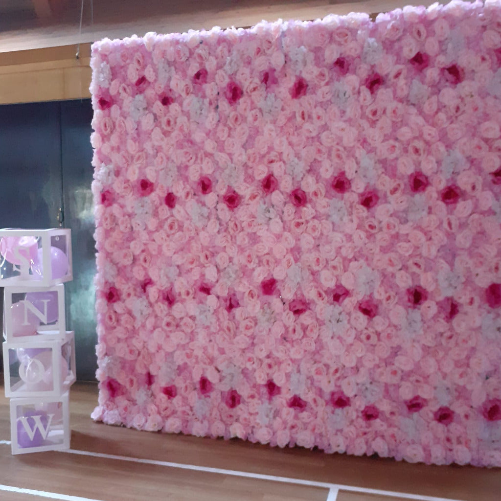 Pink Silk Flower Wall