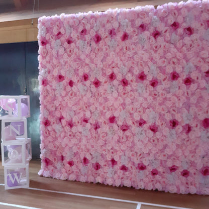 Pink Silk Flower Wall