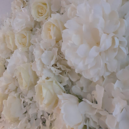 White & Cream Silk Flower Wall