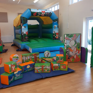 Woodland Bouncy Castle, Soft Play & 'face in hole' Peek a Boo Package