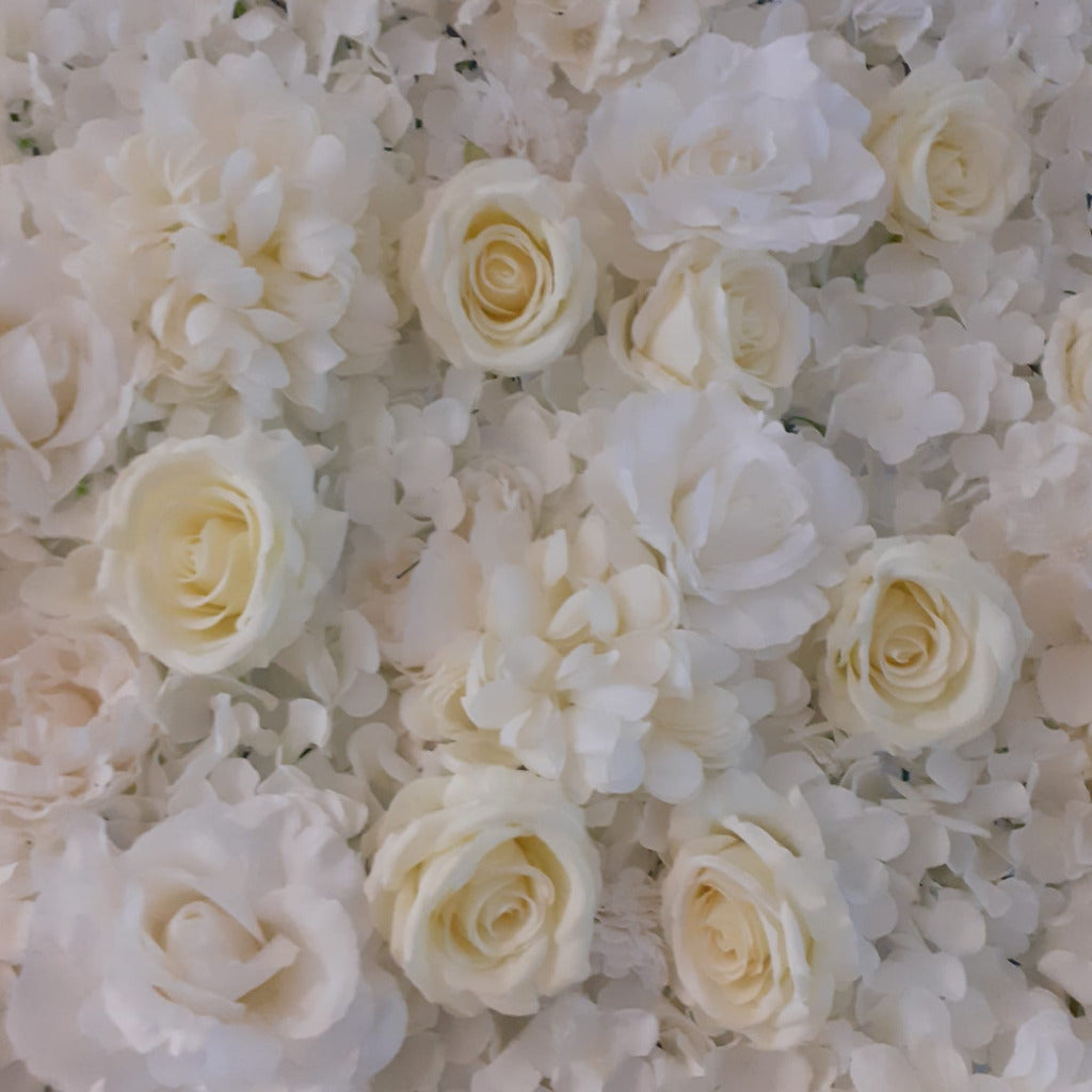 White & Cream Silk Flower Wall & 4ft LED Light Up Number 1