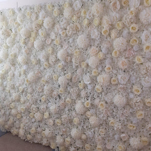 White & Cream Silk Flower Wall