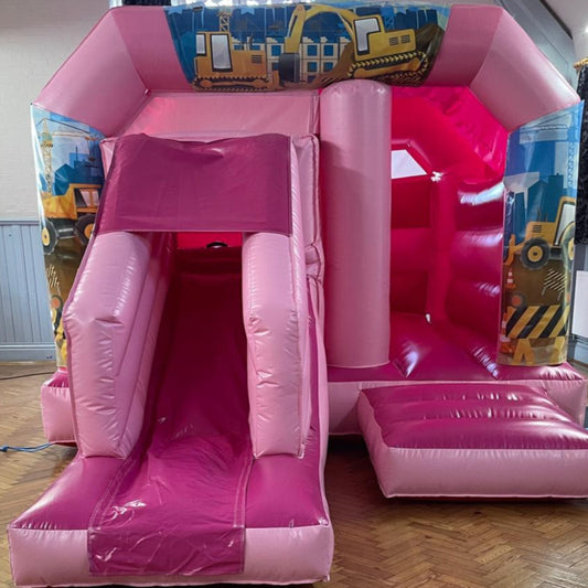 Pink Bounce 'n' Slide Construction Themed
